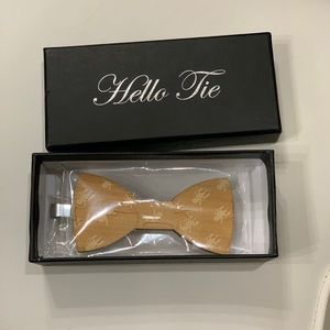 New💖Hello Tie wooden bow tie and tie clip